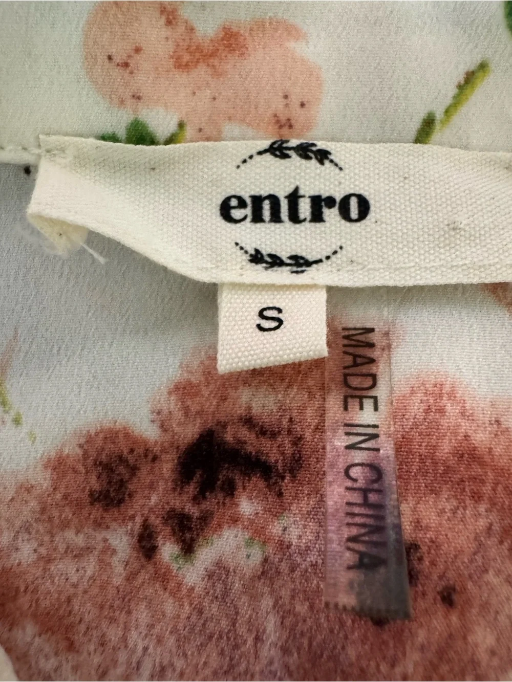 Entro Beige Floral ruffled Peter Pan Collar Babydoll Tiered Mini Dress Small - Picture 4 of 4
